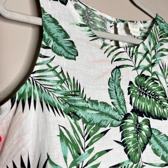C&C California Californialinen Dress Palm Leaf Tropical Vacation Linen Summer XS - Picture 6 of 13